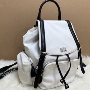 MICHAEL KORS Optic White & Black Nylon BEACON Medium Size Backpack Handbag
